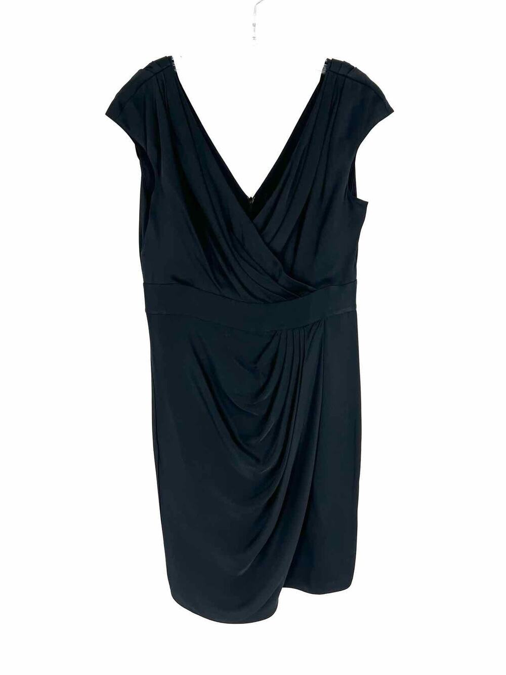 St. John Size 8 Black Ruched Silk Lining Designer Dress